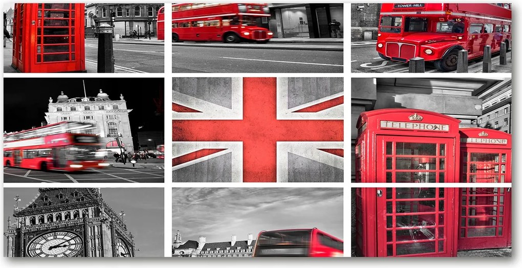 Fotó kép edzett üveg kollázs London 140x70