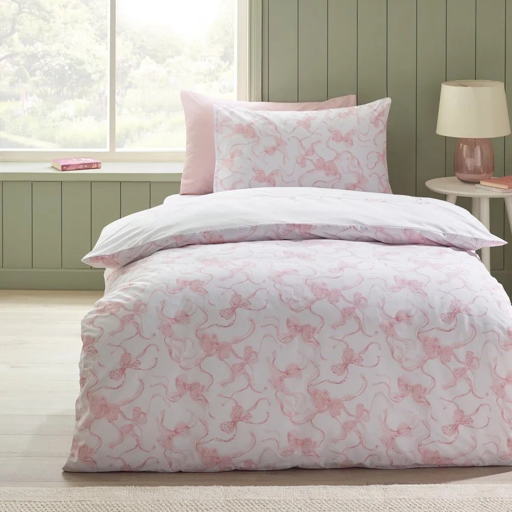 Fehér egyszemélyes ágyneműhuzat 135x200 cm Bow Embroidery – Catherine Lansfield