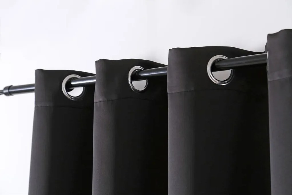 Függöny OXFORD LIGHT 140x270 cm, fekete Felfüggesztés: Hullámos sínszalag