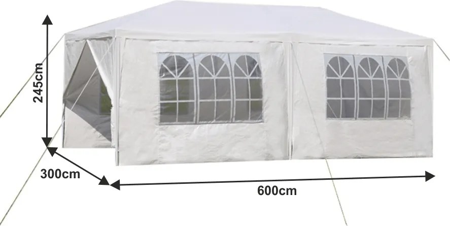 Kerti partisátor, fehér, 3x6 m, TEKNO TYP 2