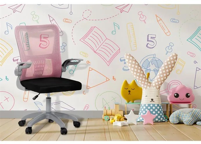 Gyerek szék, magasságában állítható, rózsaszín hálós, KA-K2008 PINK