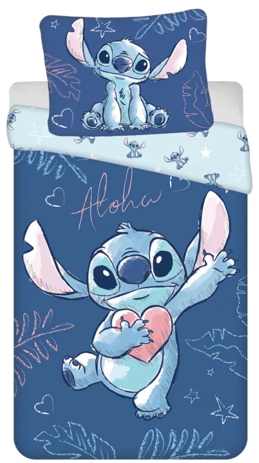Disney Lilo és Stitch, A csillagkutya Aloha Blue ágyneműhuzat 140×200cm, 70×90 cm