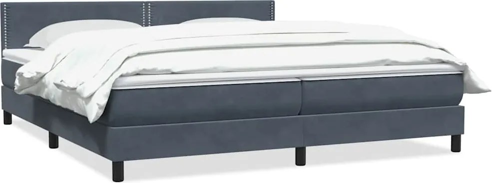 vidaXL sötétszürke bársony rugós ágy matraccal 180x210 cm