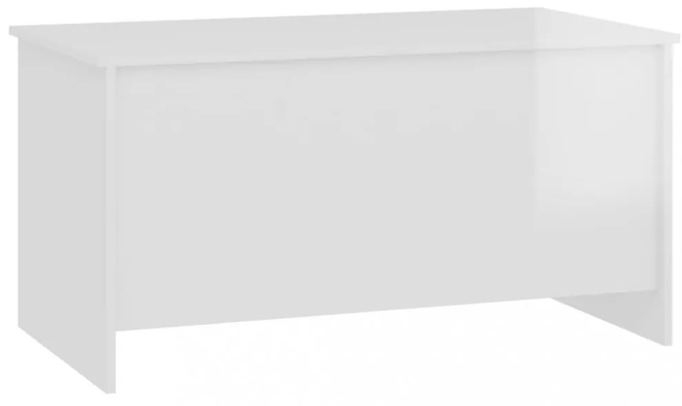 magasfényű fehér szerelt fa dohányzóasztal 102 x 55,5 x 52,5 cm