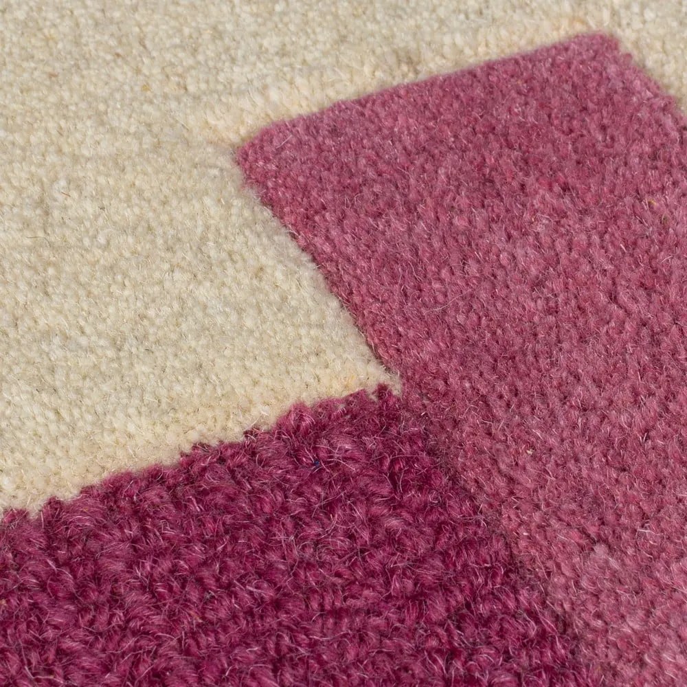 Sárga-rózsaszín kézi szövésű gyapjú szőnyeg 200x290 cm Kai Wool Border – Flair Rugs