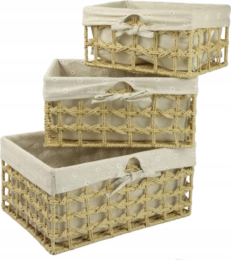 Fonott Kosár Szett Fonott 3DB-OS Tároló Kosár Szett