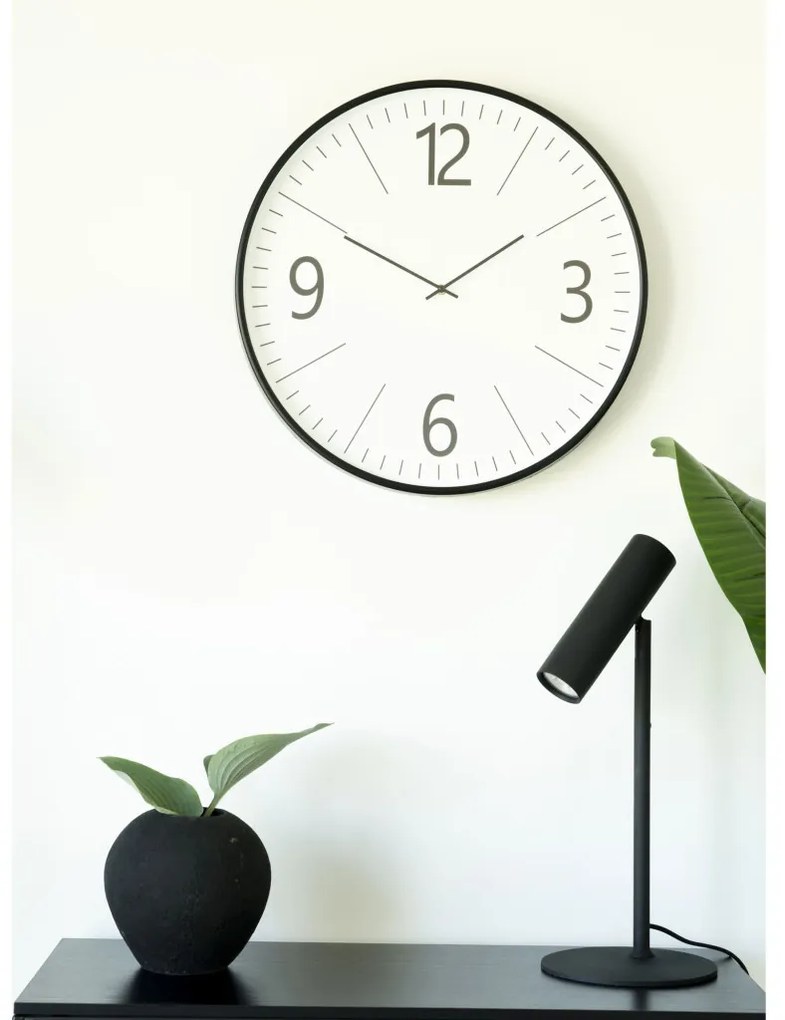 Biel falióra, műanyag, fekete, fehér, hangtalan, 51 cm