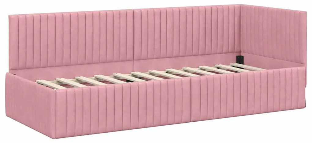 Sarokágy keret fejtámlával Rózsaszín 80 x 200 cm Bársony