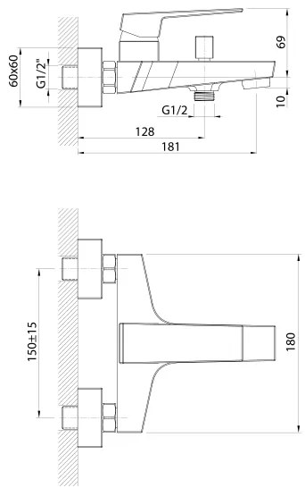 Aqualine - Fürdőcsap RITMO fényezett króm