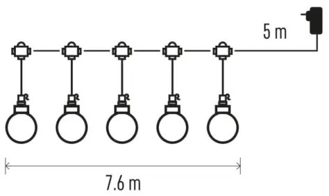LED Kültéri dekoratív lánc 20xLED/12,6m IP44 meleg fehér