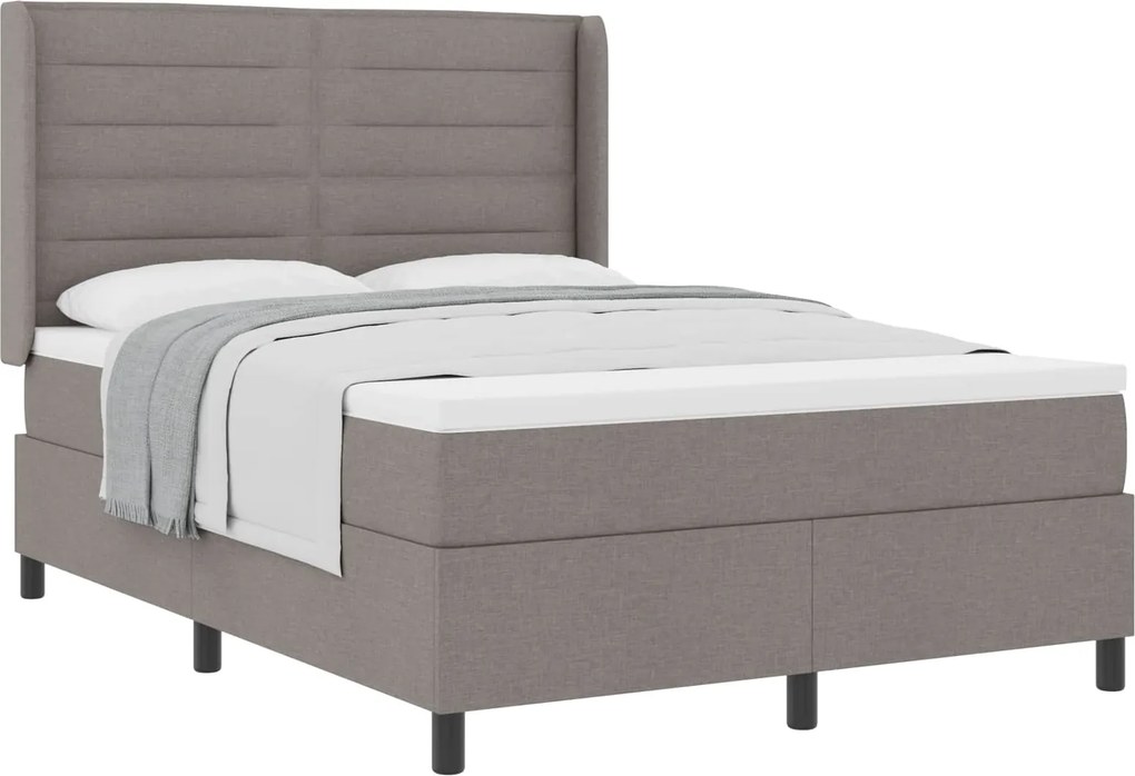 vidaXL Boxrugós ágy matracmal fejtámlával Tópszínű 140 x 190 cm szövet
