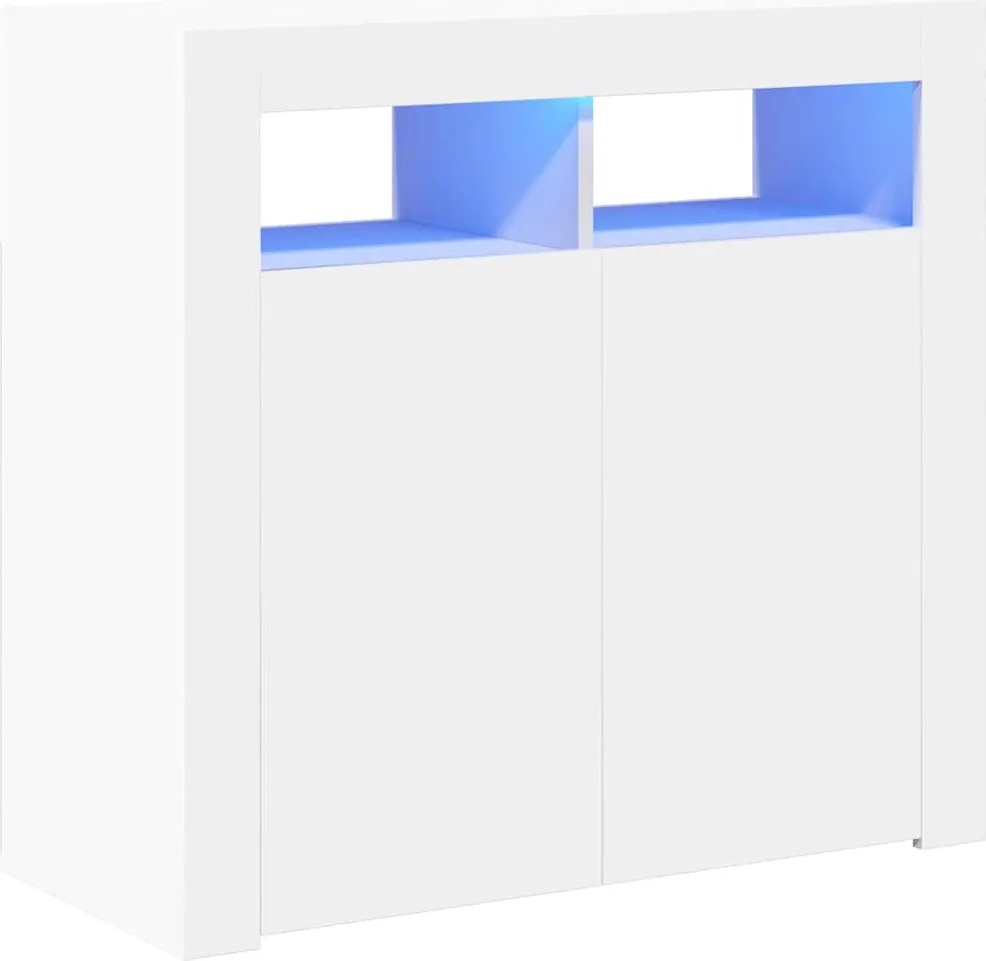 vidaXL fehér tálalószekrény LED-világítással 80 x 35 x 75 cm
