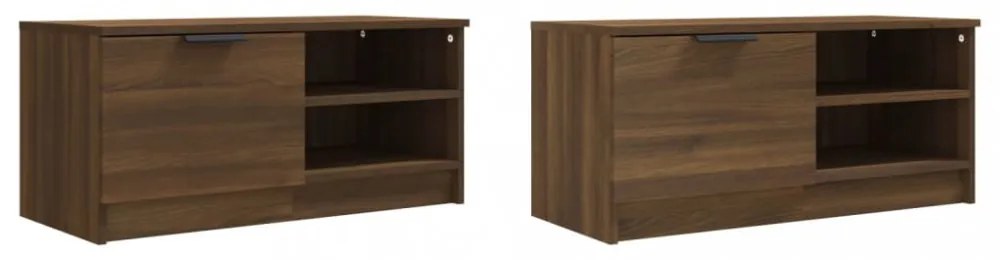 2 db barna tölgy színű szerelt fa TV-szekrény 80x35x36,5 cm