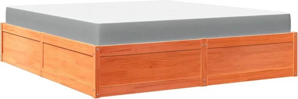 vidaXL viaszbarna tömör fenyőfa ágy matraccal 180 x 200 cm