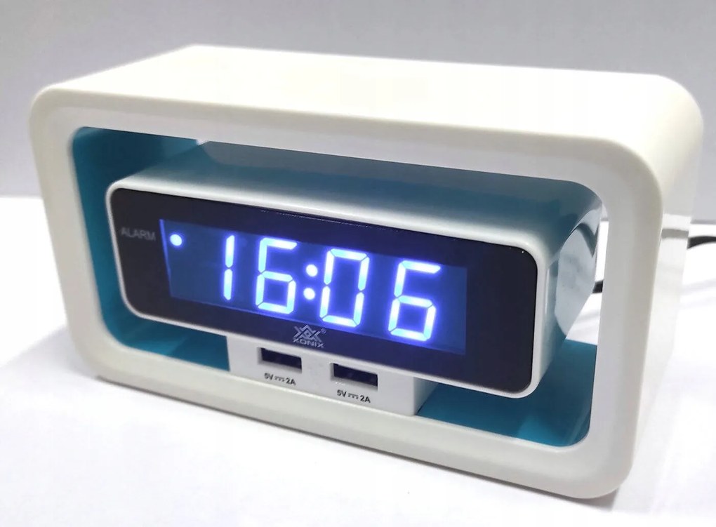 Jól Olvasható Fehér Kék Led Ébresztőóra Xonix 723 Két Usb Port Riasztás