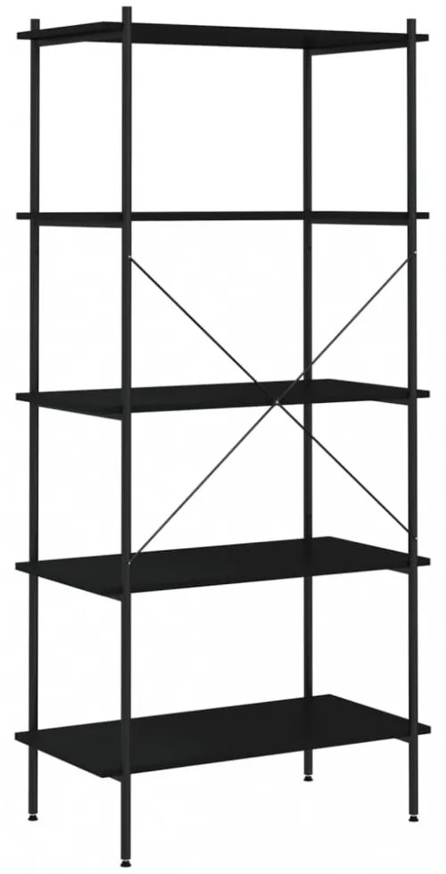 fekete 5 szintes polcrendszer 80x40x163 cm