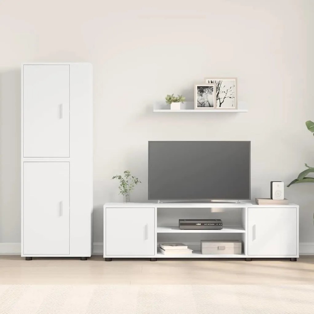 4 részes TV szekrény szett Falra szerelhető 4 pcs Fehér Faanyag