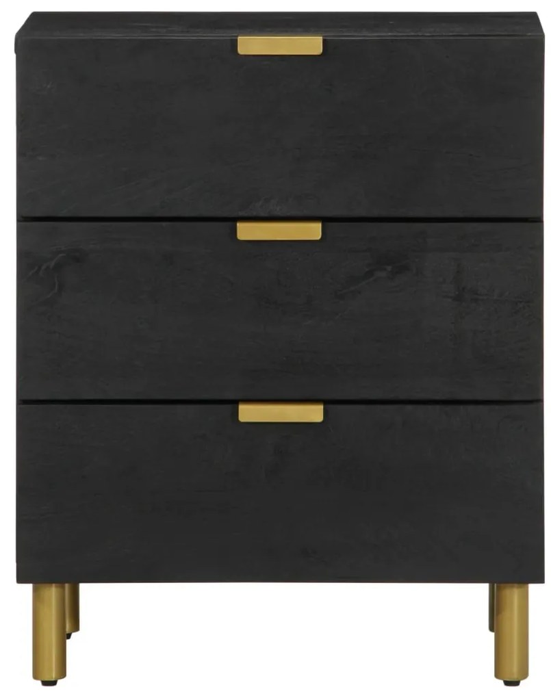 Fekete tömör szerelt fa éjjeliszekrény 50 x 33 x 62 cm