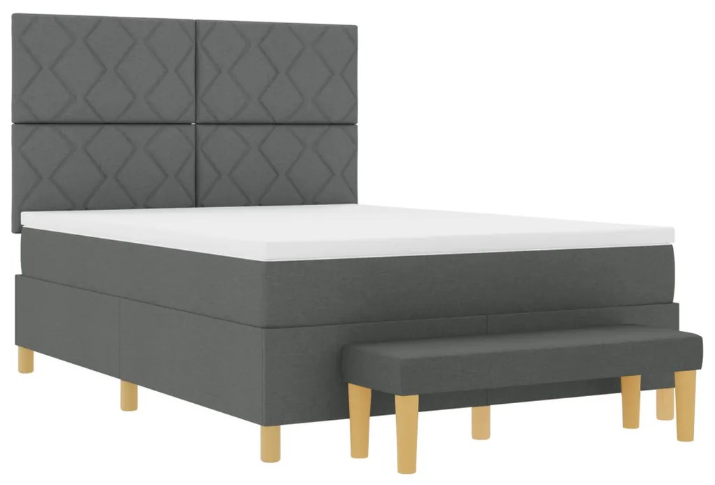 Box Spring Ágy Matraccal és Pad Dark Grey 140x200 cm Szövet