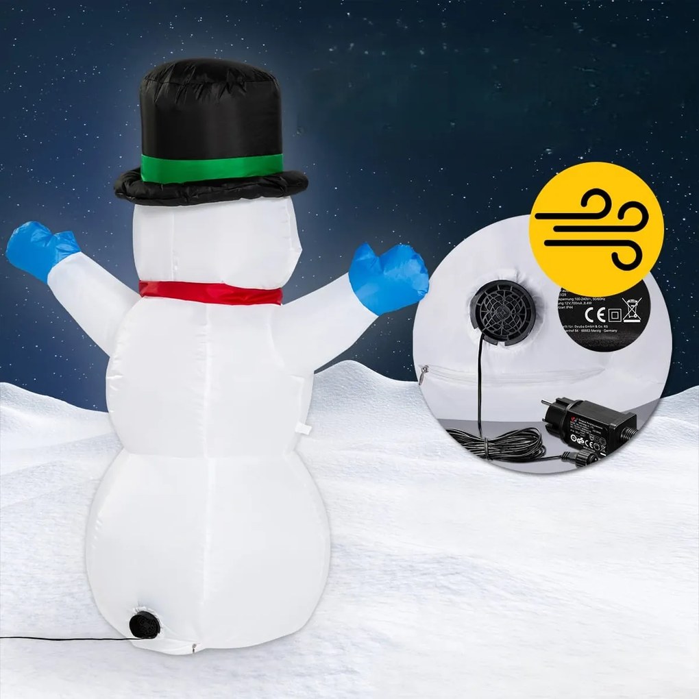 Világító Hóember felfújható, 120cm, fehér Monzana