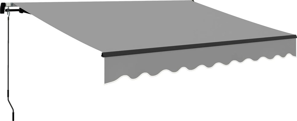 Outsunny Kézi Visszahúzható Napernyő 360x220 cm Erkély Napernyő Alumínium Kézikarral 3 Kar és UV30+ Védelemmel Visszahúzható Külső Napernyő Kert, Tera