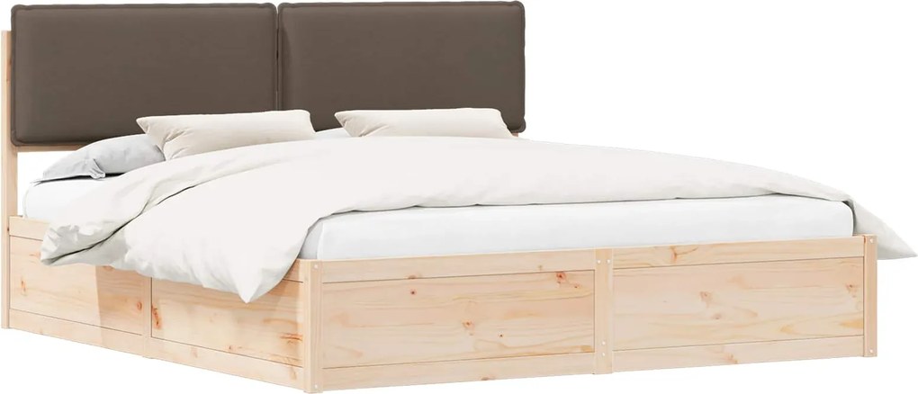 vidaXL Ágykeret Kárpitozott Fejtámlával Tópszínű 200 x 200 cm