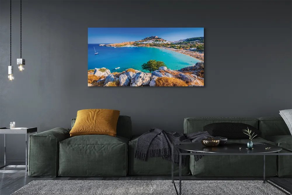 Canvas képek Görögország Coast tengerpart panoráma 125x50 cm