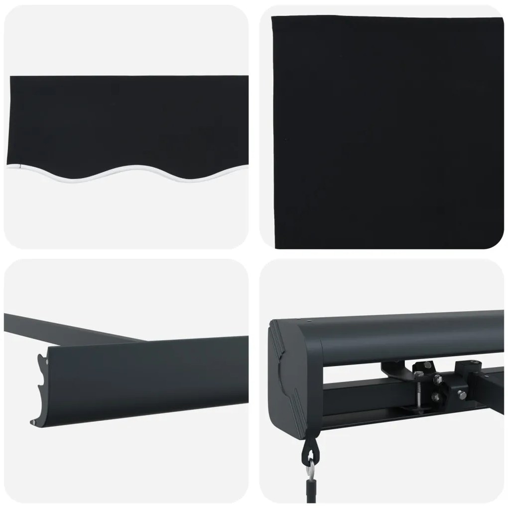 Fekete behúzható napellenző 350x250 cm