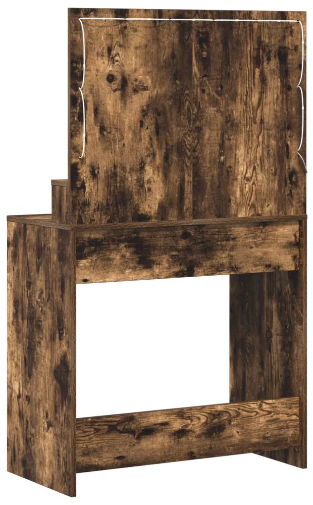 Fodrászóasztal LED fénnyel, füstölt tölgy színben, 79x41x135 cm