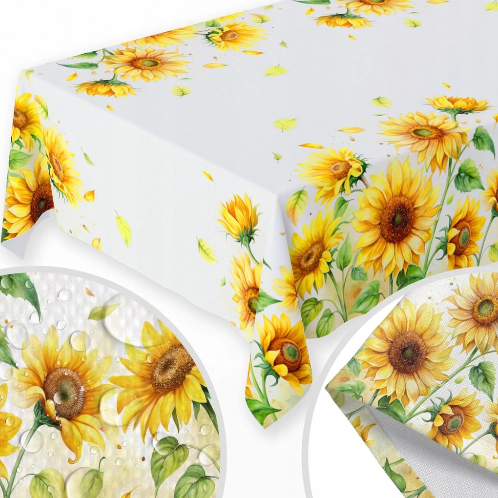 Abrosz Foltálló 140x200 CM Asztalra Sima Tavaszi Napraforgó Minta 377