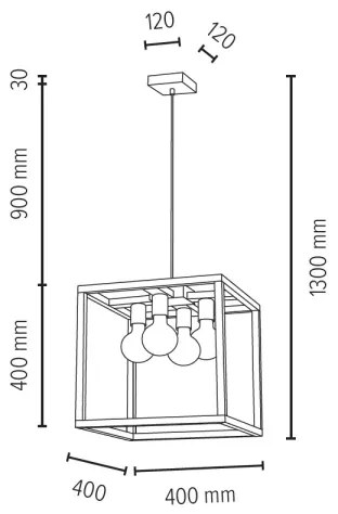 Spot-Light 61540474 - KAGO 4xE27/60W/230V függeszték kábellel