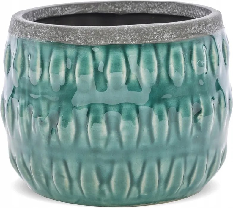 Virágtartó Türkiz 10x12cm Zöld Fedél 15 Mázas