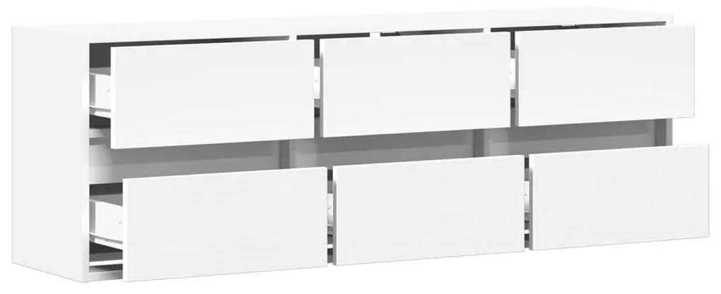 fehér falra szerelhető TV-szekrény LED-lámpákkal 130x31x45 cm