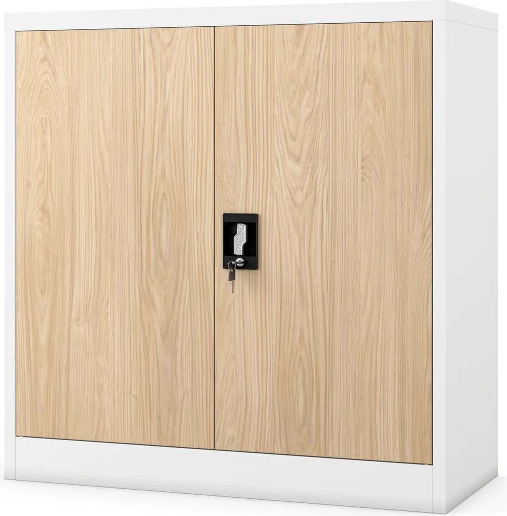 Alacsony személyi aktaszekrény, fehér/sonoma tölgy, 900x930x400 mm: BEATA Eco Design