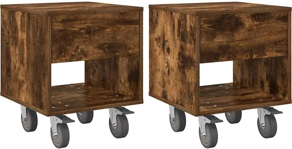 vidaXL Éjjeli asztal 2 pcs Füstölt tölgy 40,5 x 40 x 48 cm Faanyag