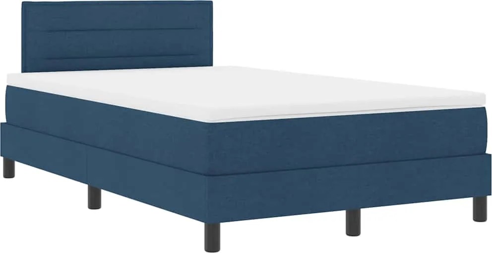 vidaXL Boxrugós ágy matracmal leddel Kék 120 x 190 cm szövet
