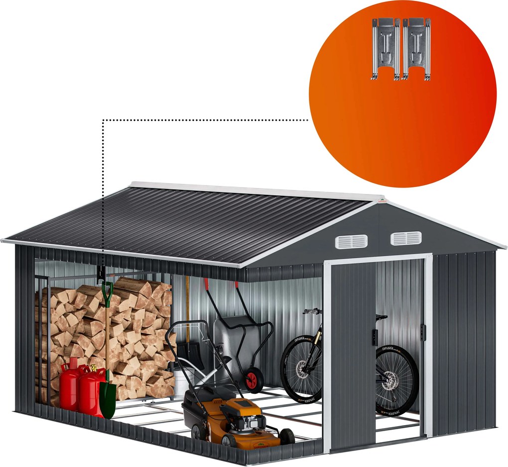 Deuba Kerti ház - 312x257x178 cm - antracit színben