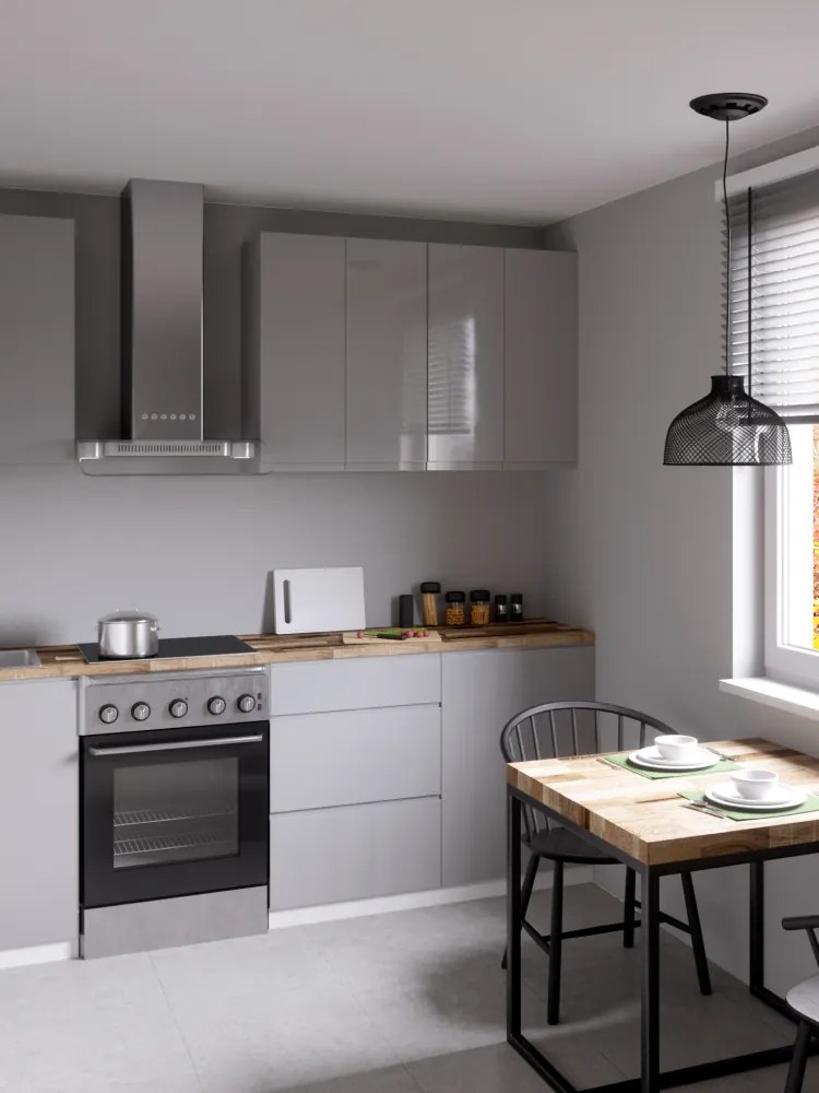 Felsőszekrény, fehér/szürke extra magasfényű, AURORA G80K