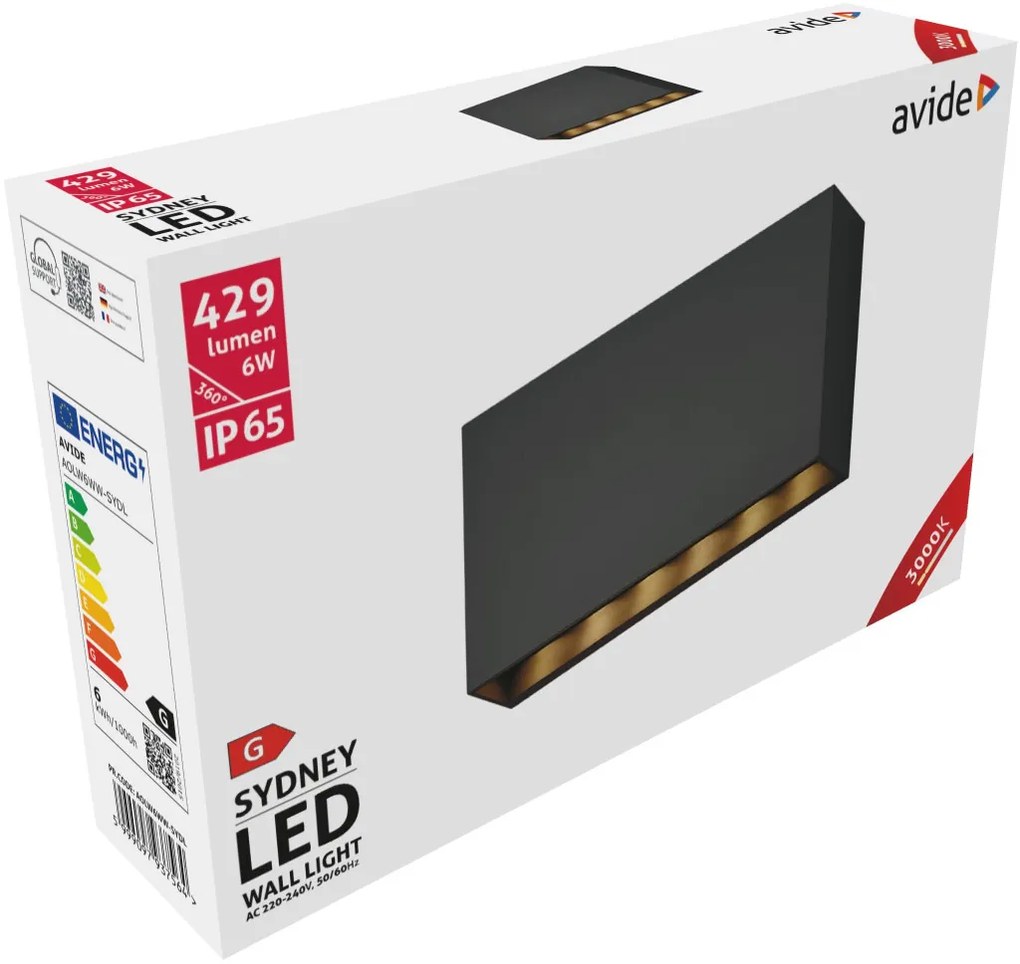 Avide kültéri fali lámpa Sydney LED antracit 6W WW IP65 200mm