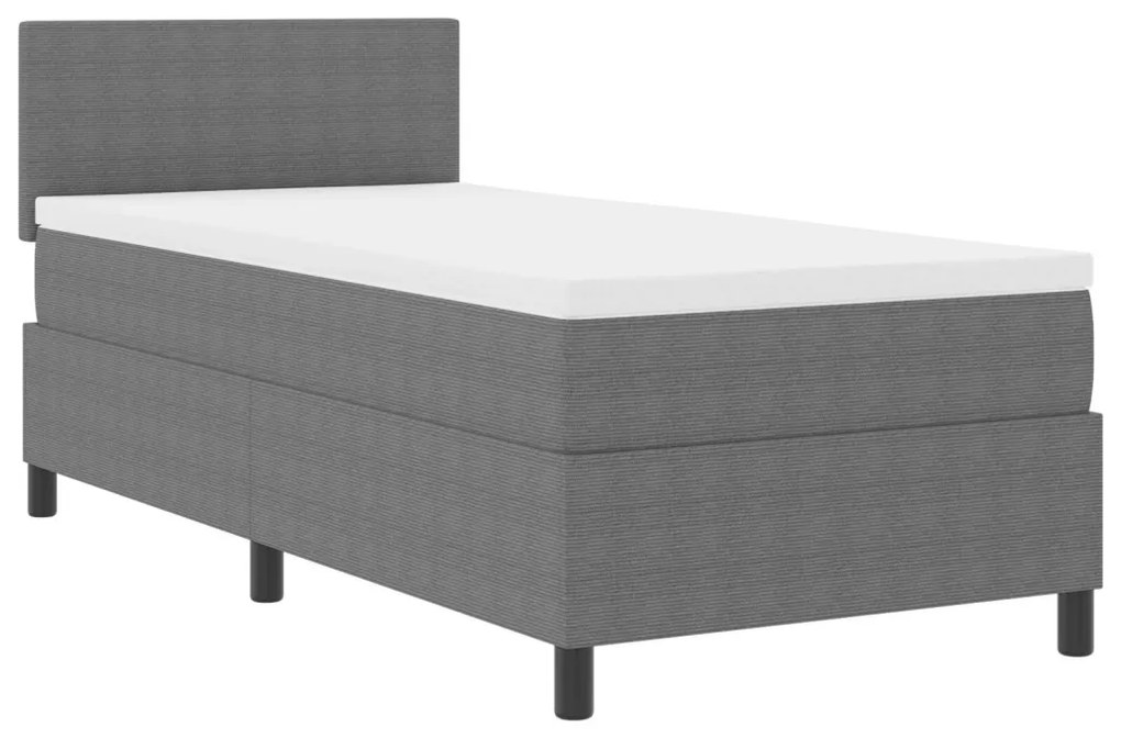 Box Spring Ágy matraccal Világosszürke Egyszemélyes Kordbársony