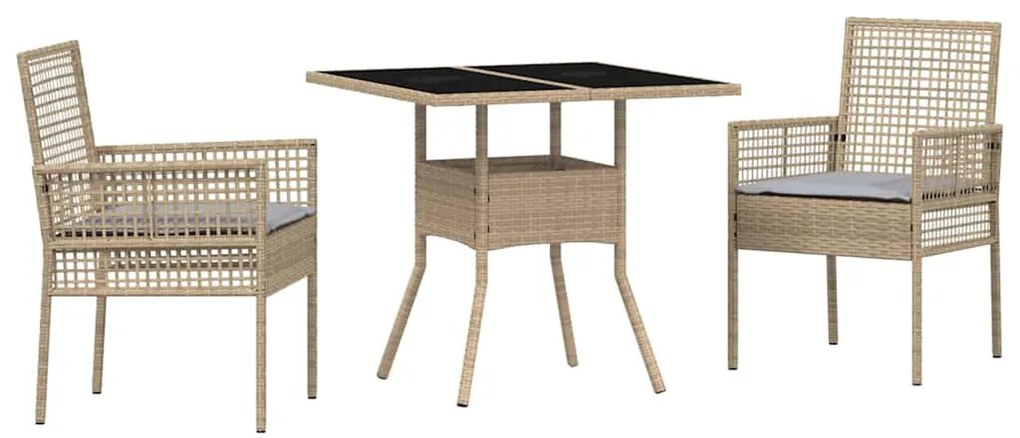 vidaXL Kert étkező szett 3 pcs Bézs polirattan