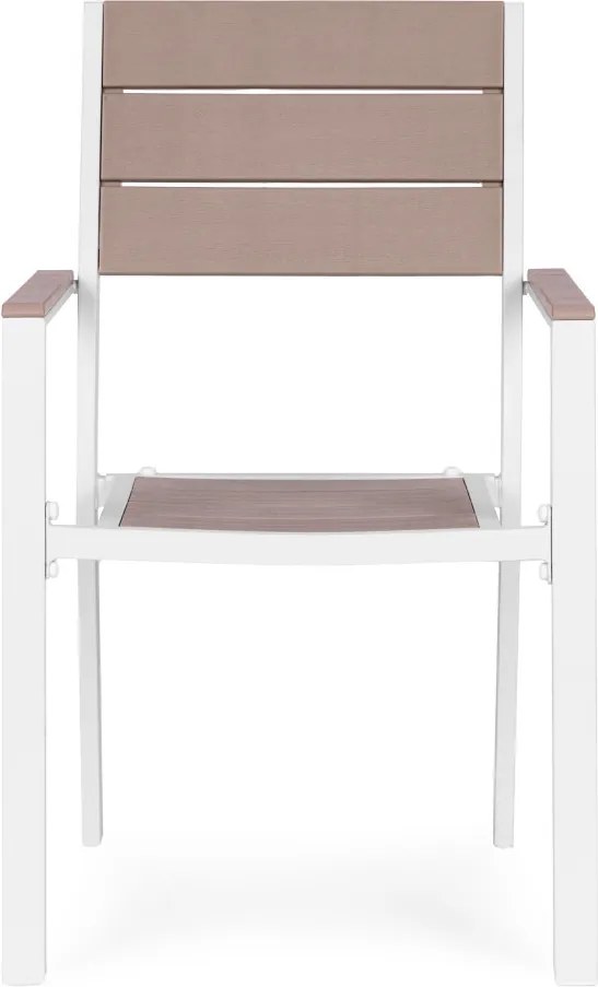 Kerti szék, MultiGarden YC-051KD-4-5, fehér/szürke, 54,5 x 52 x 89 cm, acél keret, HDPE ülő- és háttámla, 150 kg teherbírás, 2 db-os szett