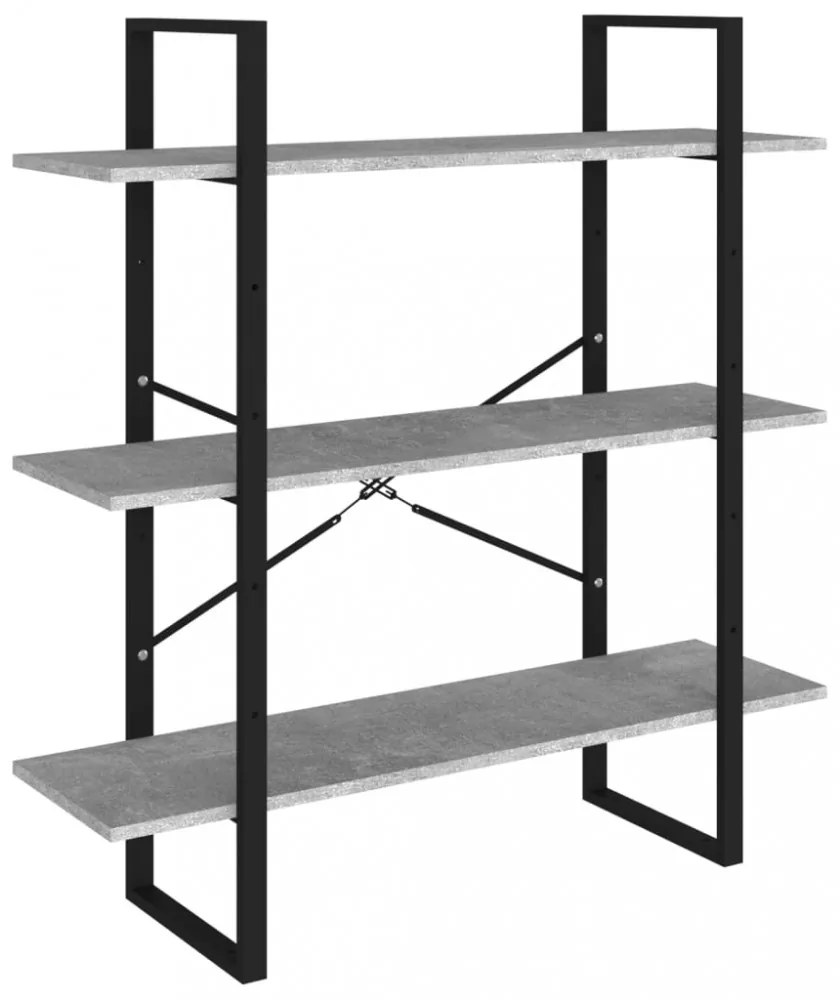 betonszürke forgácslap könyvszekrény 100 x 30 x 105 cm
