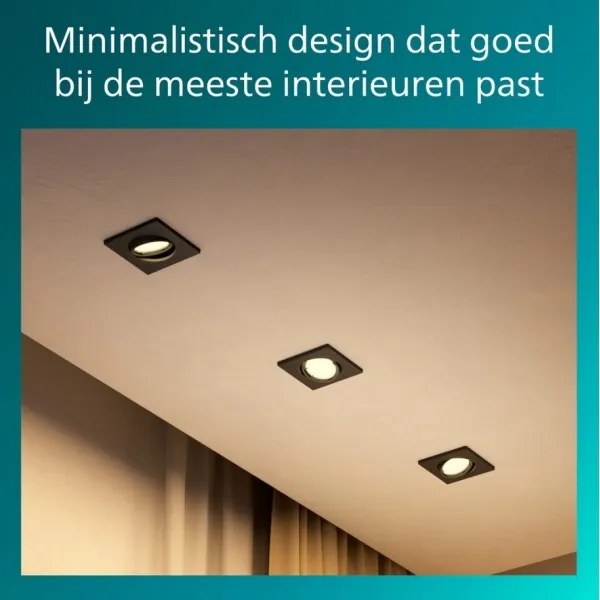 Philips - 3 darabos PERIDOT süllyesztett lámpatest készlet, 1x GU10/7W/230V, fekete
