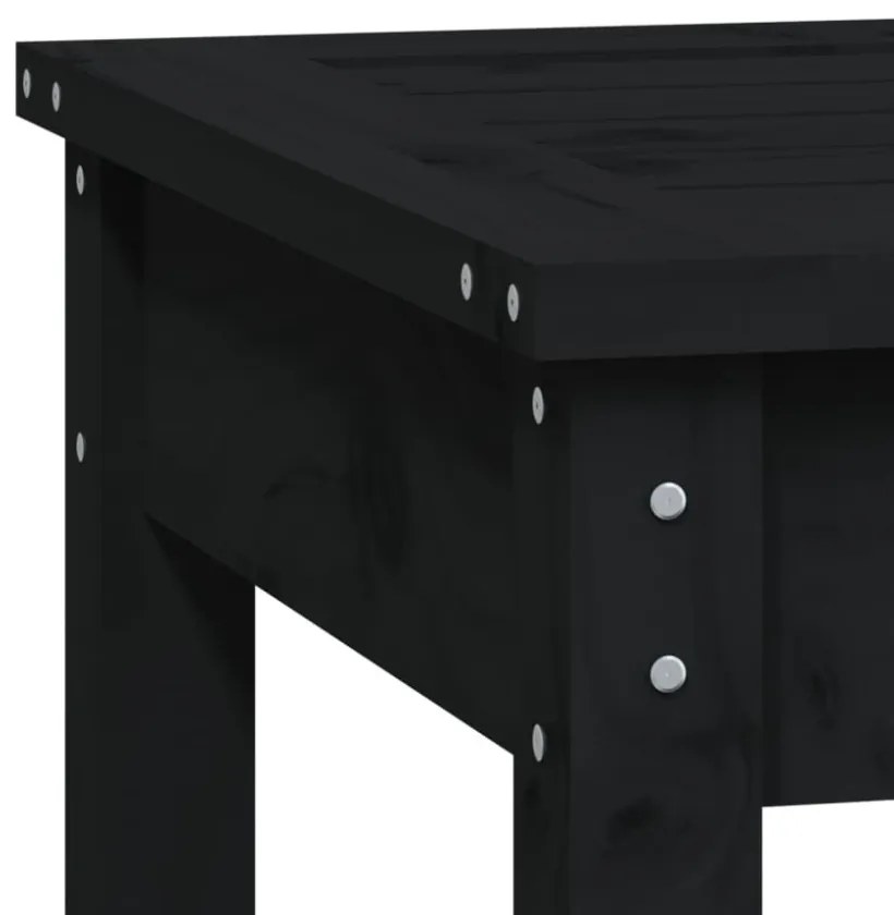 fekete tömör fenyőfa kerti pad 109x44x45 cm
