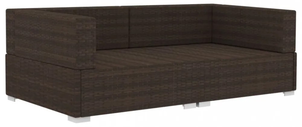 2 db barna moduláris polyrattan sarokfotel párnákkal