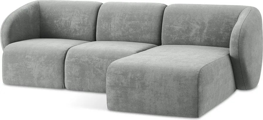 Szürke zsenília sarokkanapé (jobb oldali-heverő résszel) Lani – Makamii