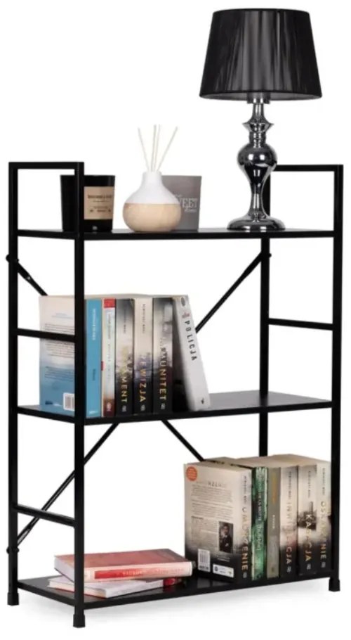 Nyitott könyvespolc 59×80 cm, 3 polcos, fekete – Intenso Home