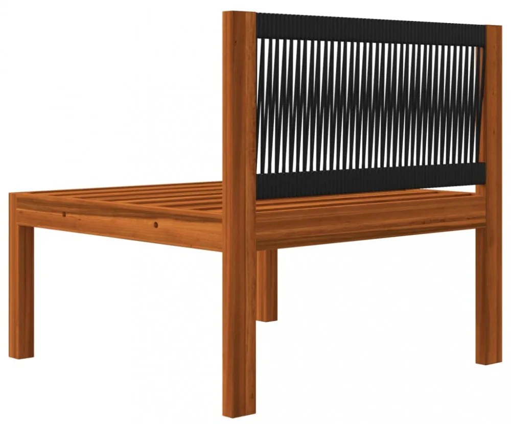 5 darabos krémszínű akácfa és kötél kerti pihenőgarnitúra párnákkal