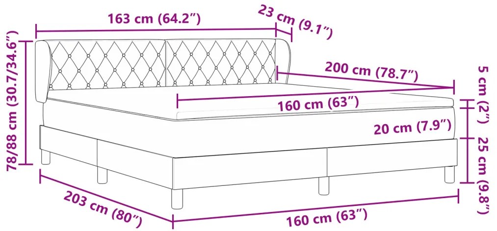 Boxspring Ágy Mattal Sötétzöld 160x200 cm Bársonyos